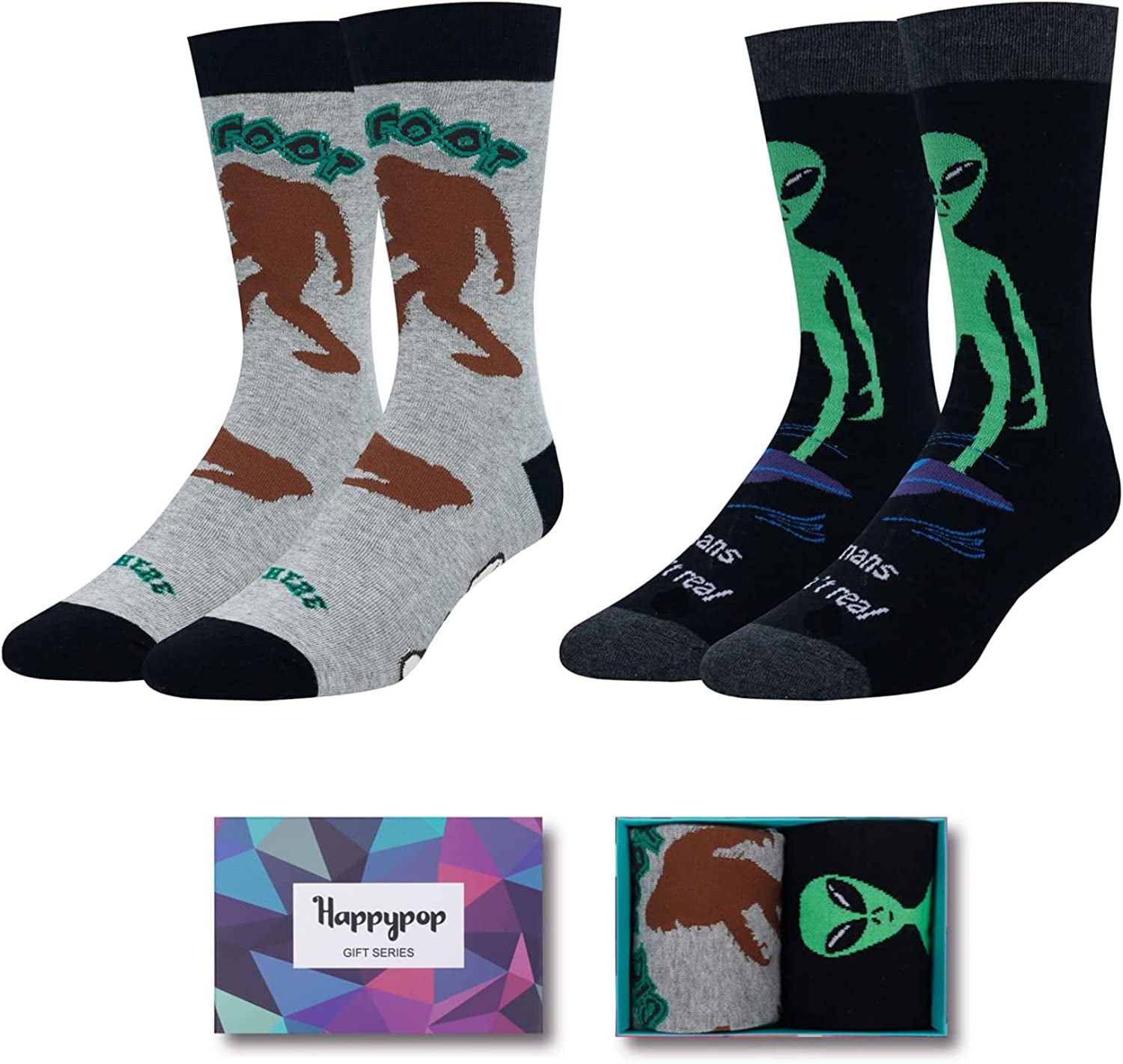 Alien And Bigfoot 2 Pairs Of Men's Funny Socks – 16% Nation