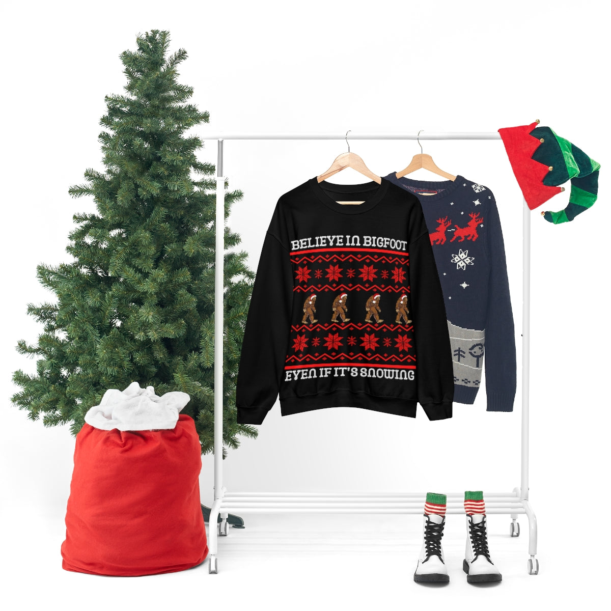 Bigfoot Christmas Sweater Style Sweatshirt