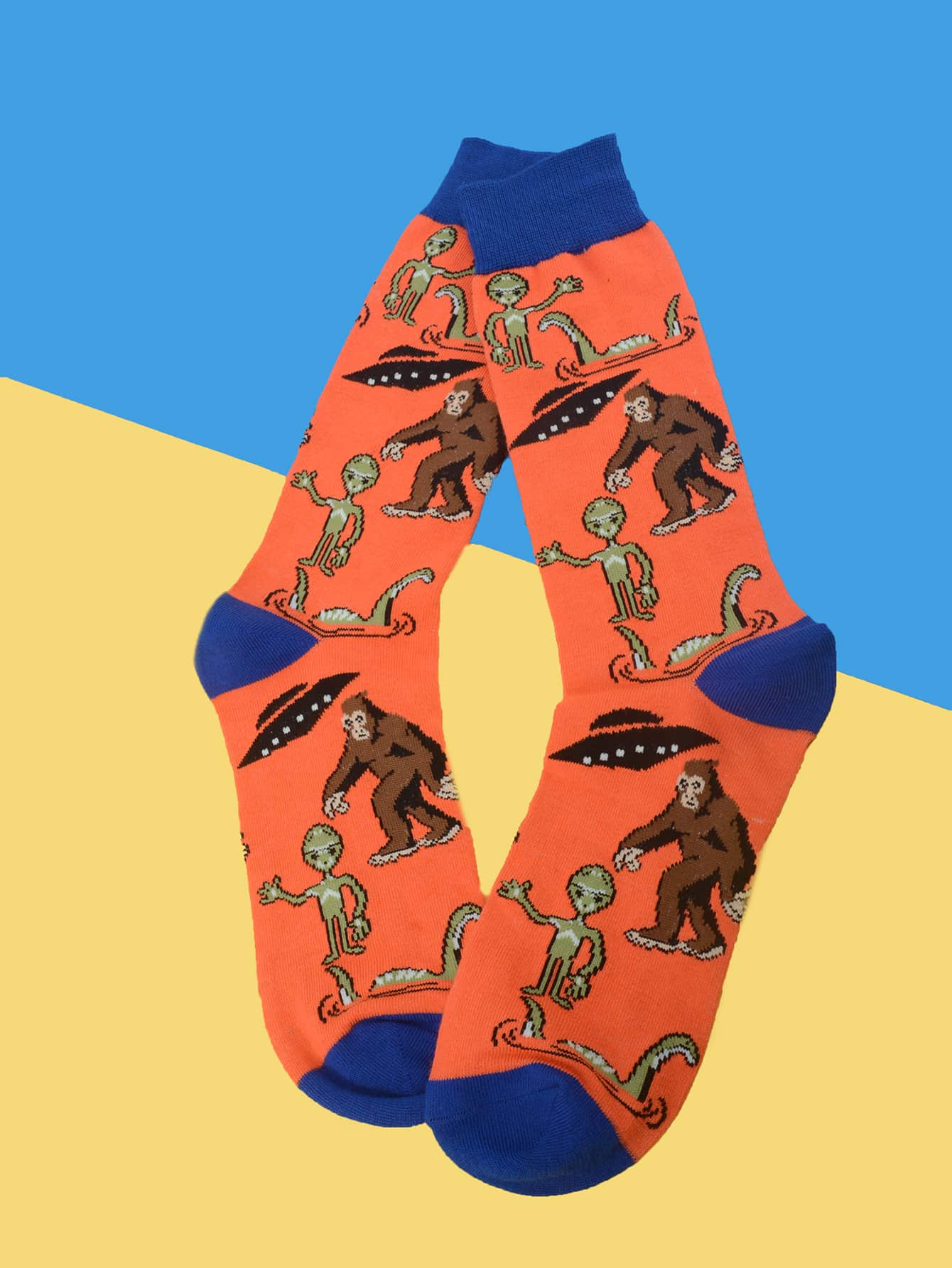 Bigfoot Alien And Nessie Crew Socks