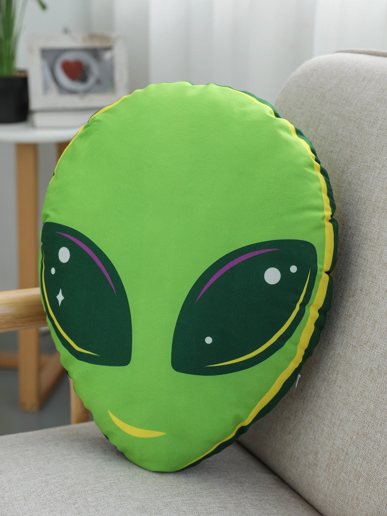 Green Alien Head Decorative Pillow Plush