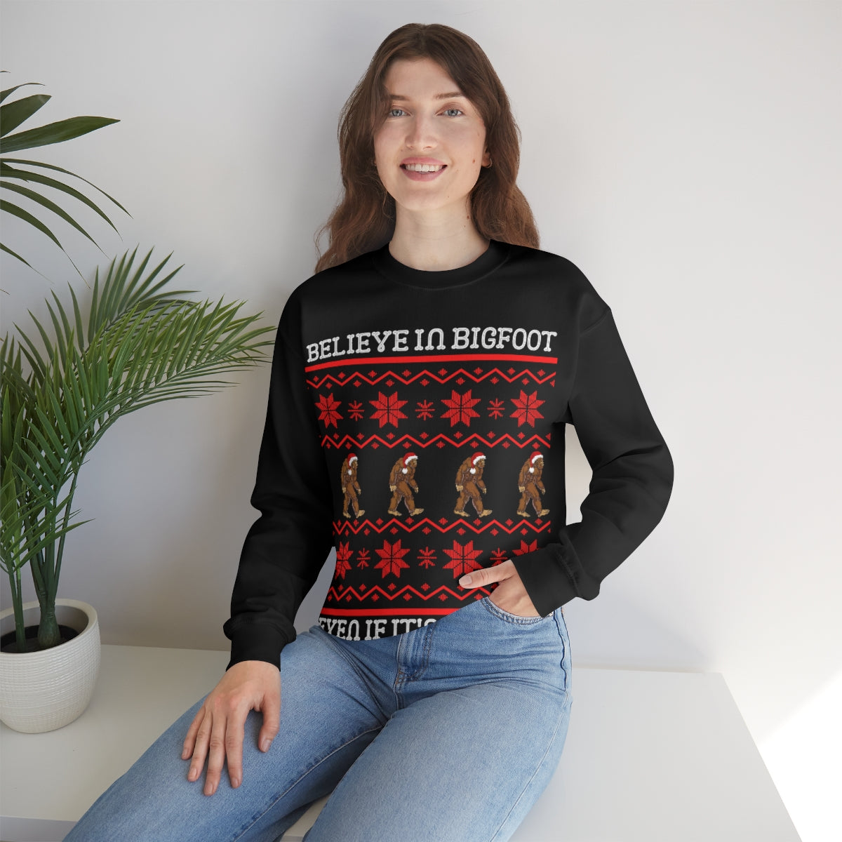 Bigfoot Christmas Sweater Style Sweatshirt