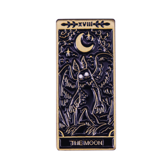 Tarot Card Mothman and Moon Enamel Pin