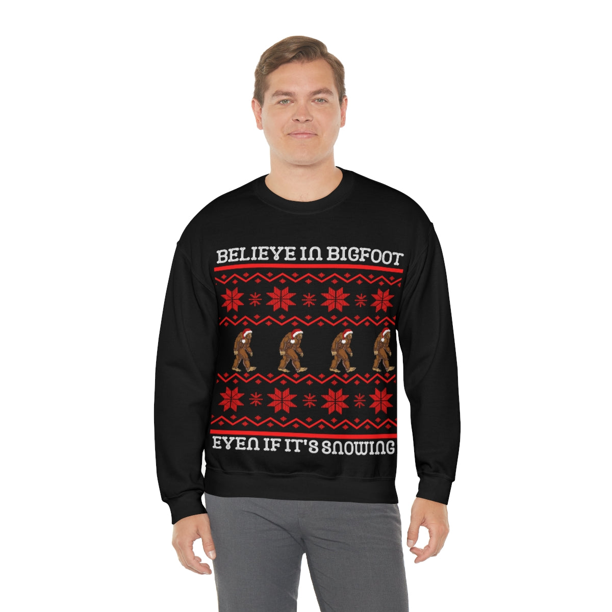 Bigfoot Christmas Sweater Style Sweatshirt