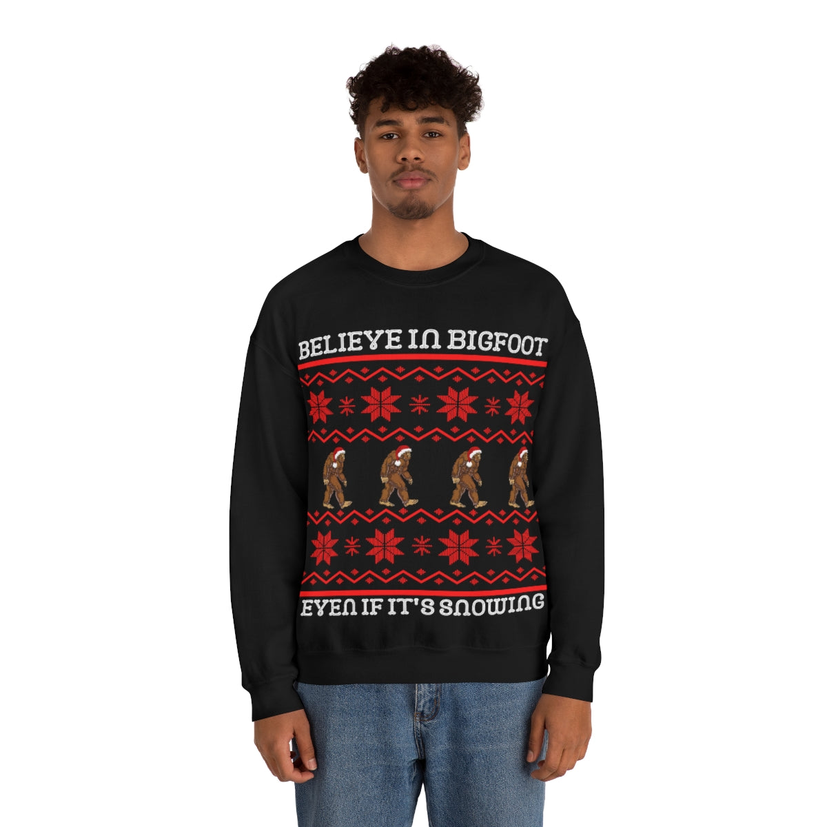 Bigfoot Christmas Sweater Style Sweatshirt