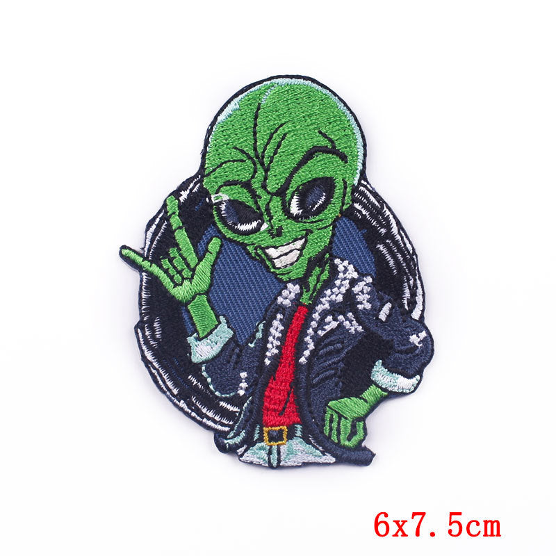 Retro Style Aliens And UFO Embroidery Patches