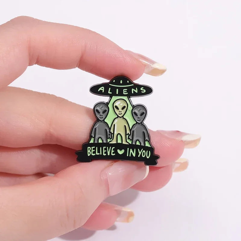 Aliens Believe in You Aliens Enamel Pin