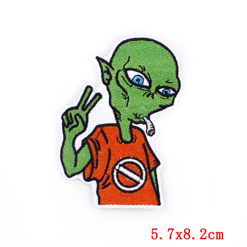 Retro Style Aliens And UFO Embroidery Patches