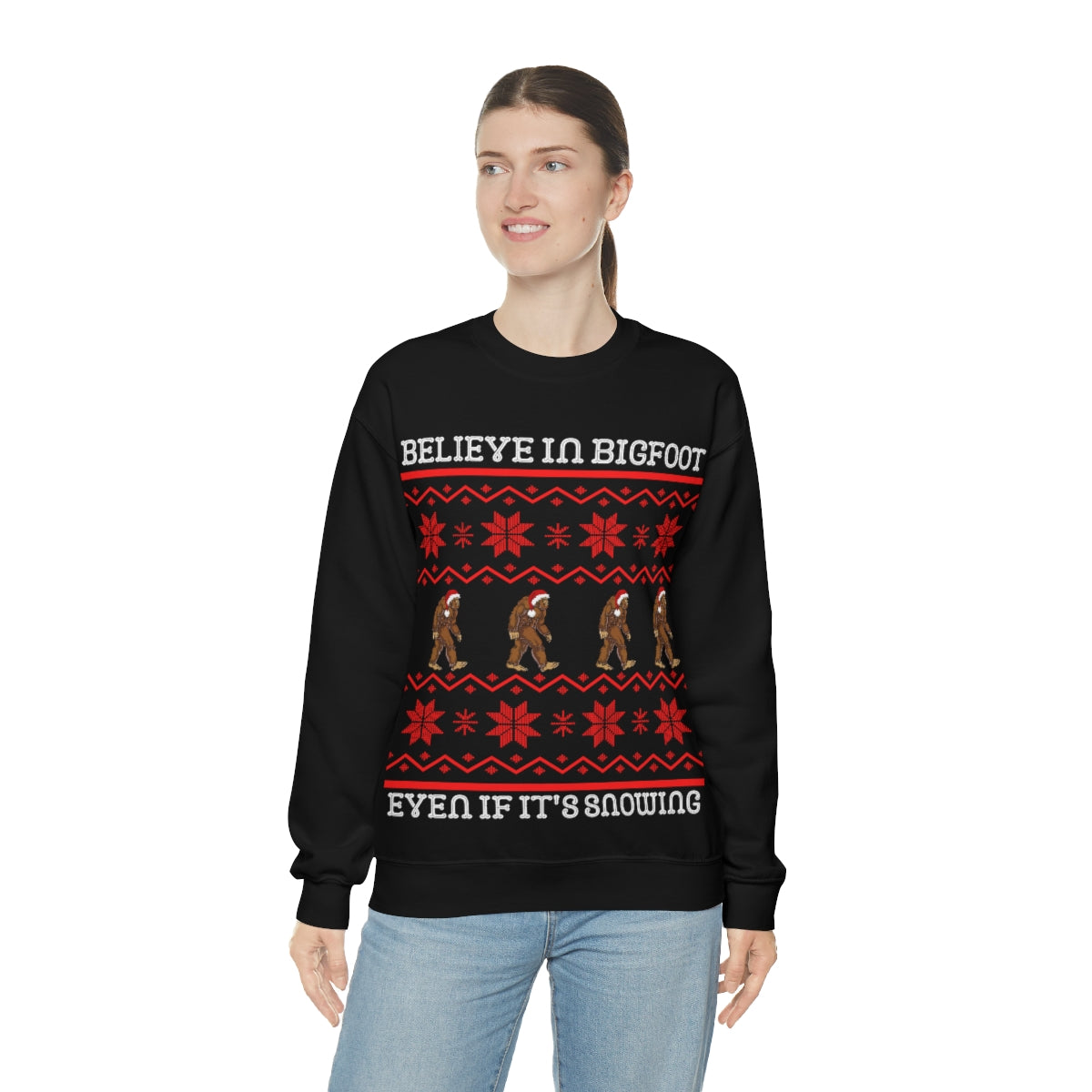 Bigfoot Christmas Sweater Style Sweatshirt